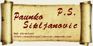 Paunko Sipljanović vizit kartica